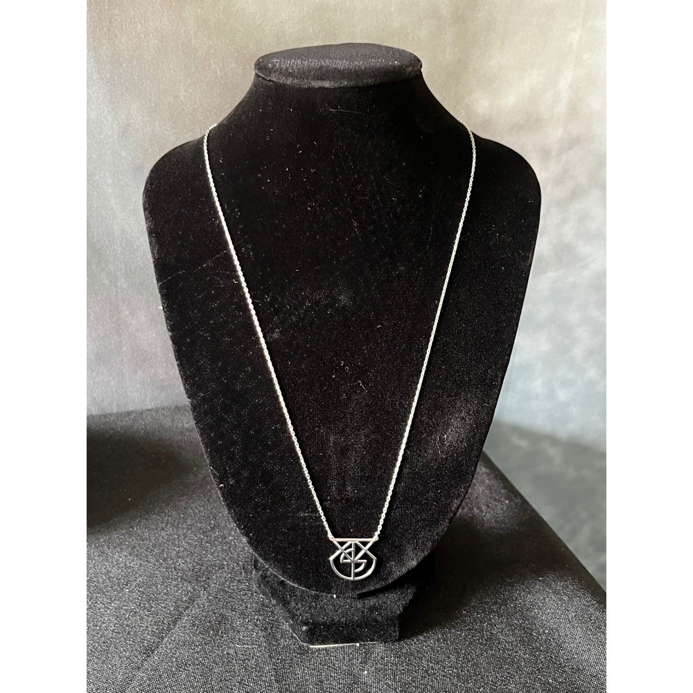 Silver Tone Geometric Necklace Pendant STACY Designer Fashion Jewelry‎ Women's